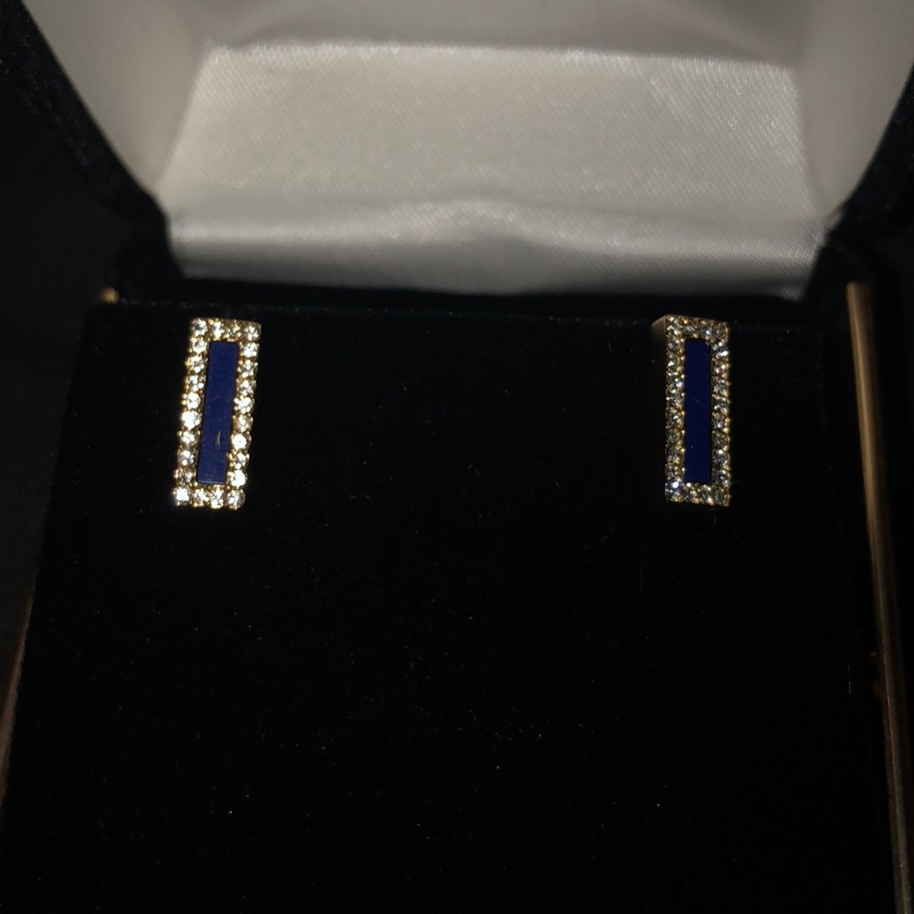 MK blue and gold rectangle studs!